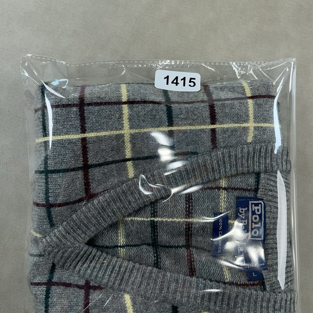 Vintage Polo Ralph Lauren Cashmere‎ Sweater Vest Men's Large RRL Gray Plaid 90s - Picture 10 of 10